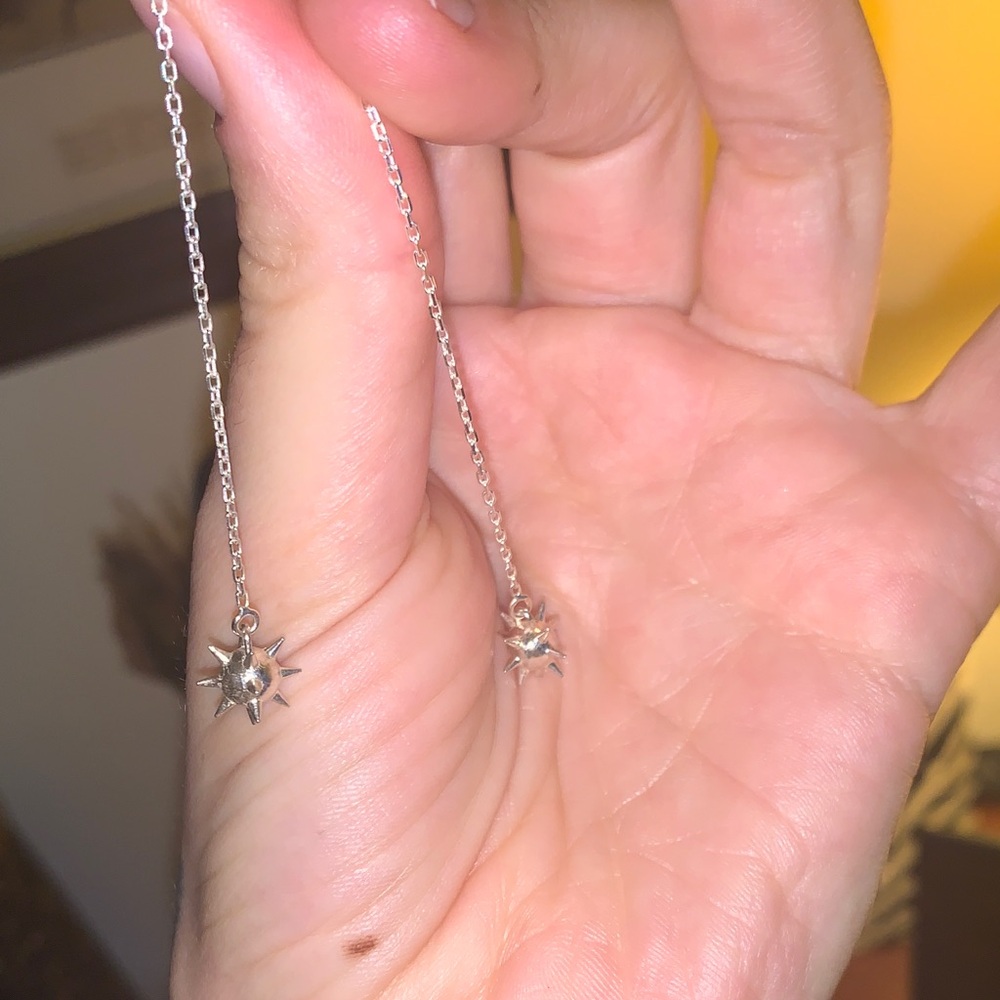 Elegant Silver Star Drop Earrings sterling silver flail